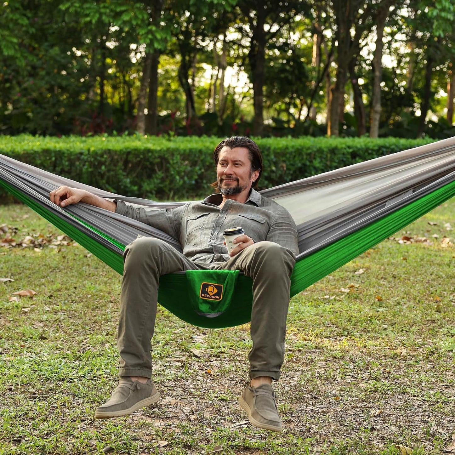 Camping Hammock, Portable Hammocks with Mosquito Net,Lightweight Nylon Parachute Hammock with 10ft Tree Straps,Camping Gear Must Haves for Travel Hiking Backpacking Beach Patio
