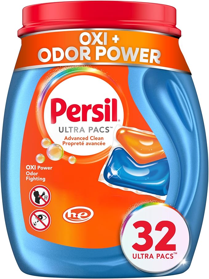 Persil Ultra Pacs Advanced Clean Oxi+Odor Power Laundry Detergent, 32 count
