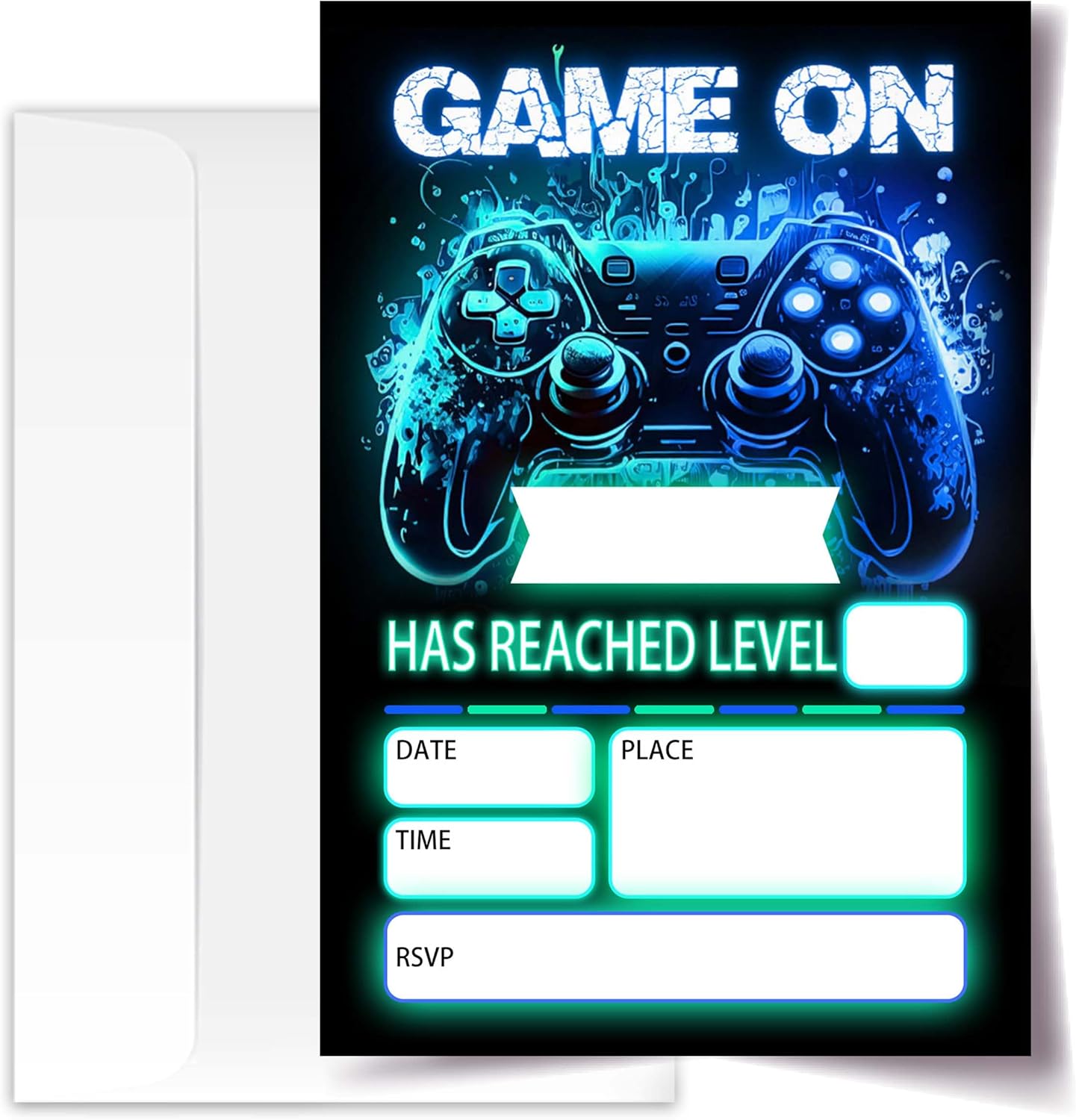 Gamer Birthday Invitations, Video Game Birthday Party, Gaming Party Decorations, Birthday Party Invitations For Boys Girls, Kids Birthday Invitations, 20 Cards with 20 Envelopes.(117)