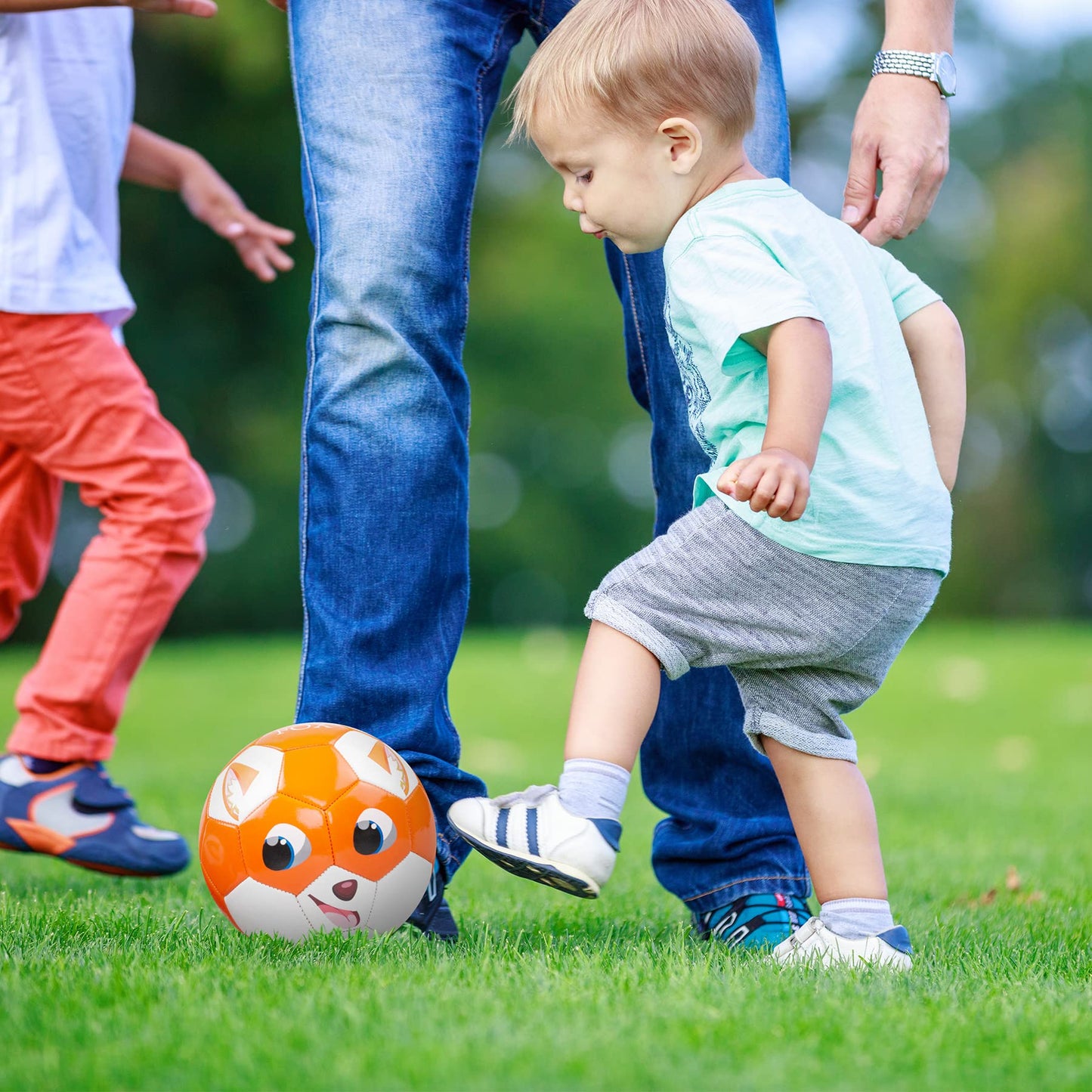 Toddler Soccer Ball Size 2 - Small Soft Kids Ball 2 Pack for Ages 1-5 Cartoon Sports Toy Boys Girls - Great Soccer & Birthday Gift for Babies, Toddlers & Kids Indoor Outdoor Games