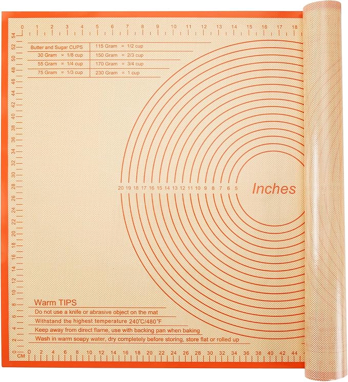 Silicone Pastry Mat 34x26 Inch - Nonstick Baking Mat Perfect for Dough, Pastry, Pie Crust, Fondant, Pasta/Pizza