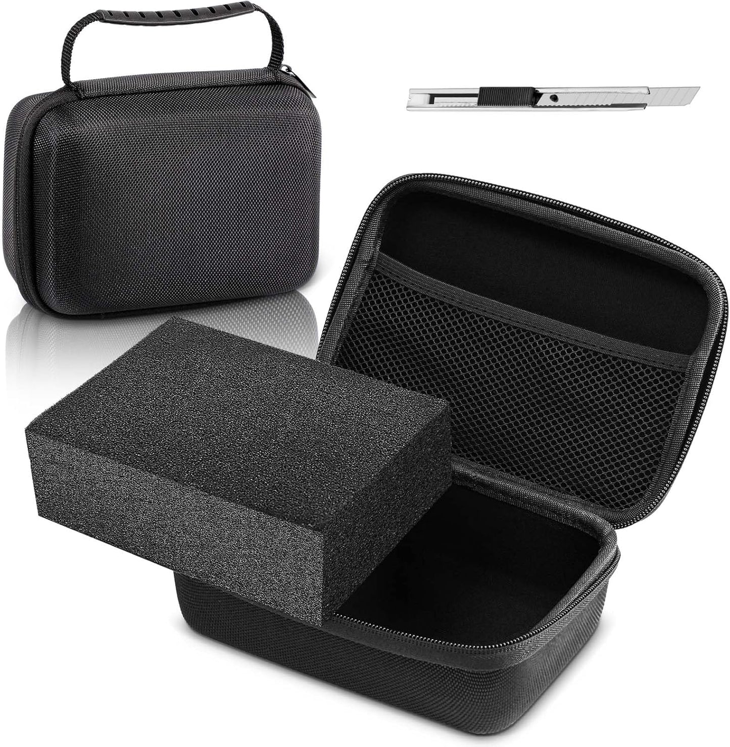 EVA Hard Case with Customizable Foam Protective EVA Carrying Case Shockproof Outdoor for Camera, Digital Products, Electronic Instruments with Knife(Black,13.5 x 9.8 x 5.5inch)