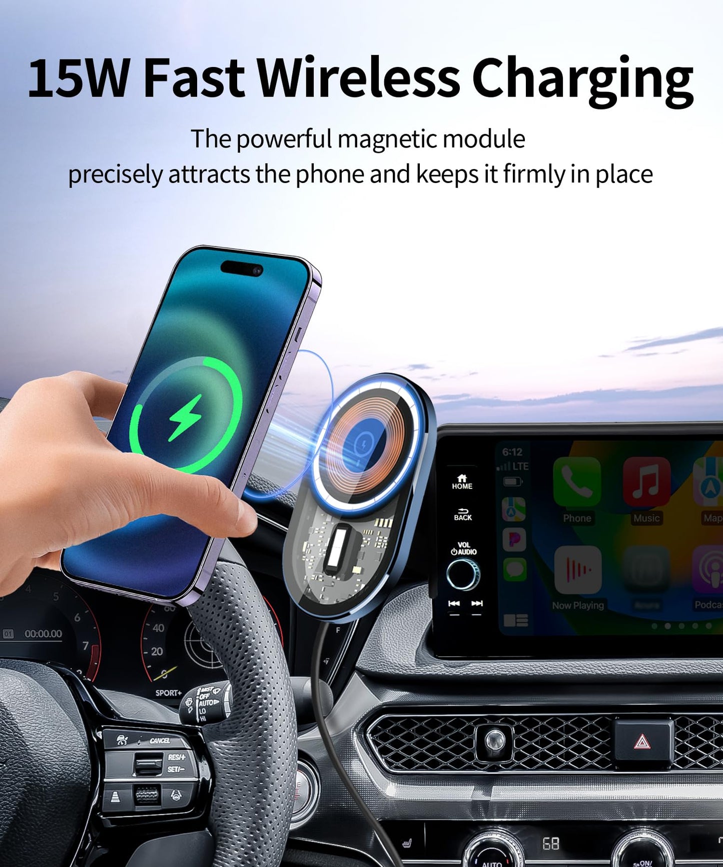 Masergogo Wireless Charging Car Phone Holder For Acura Integra 2023-2025 Integra Type S 2024 2025/Adx 2025 Accessories 7/9 Inch