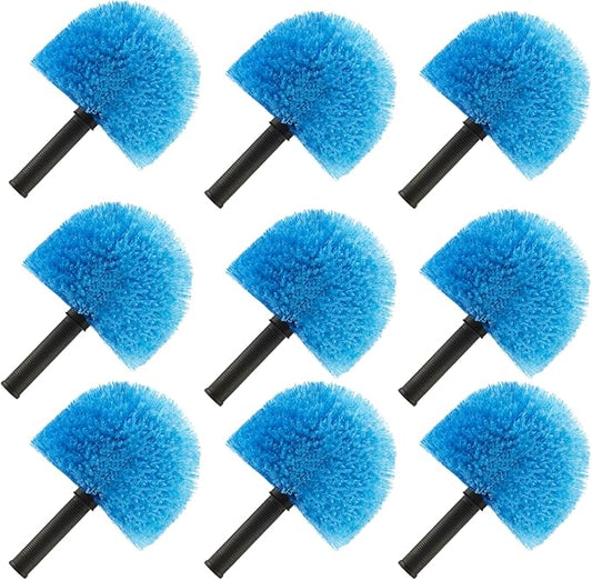 9pcs Twist-on Webster Cobweb Duster Head Brush | Spider Web Remover Brush | Cobweb Duster Head Attachment for Outdoor & Indoor Cleaning | Fits Standard 3/4 inch Threaded Poles (Blue)
