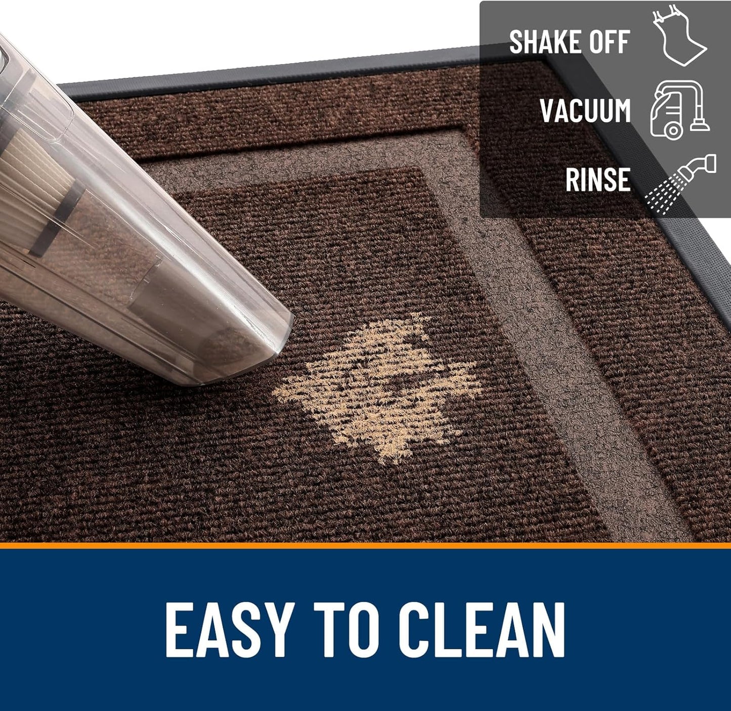 OLANLY Front Door Mat Indoor Outdoor Entrance, Waterproof All-Season, All-Weather Doormat, Sturdy Natural Rubber, Fade Resistant, Low Profile, Easy Clean Patio Porch Entryway Mat, 59x20, Dark Brown