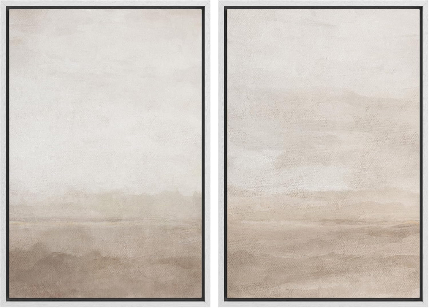 SIGNWIN Framed Canvas Print Wall Art Abstract Wave Pattern Modern Art Minimalist Neutral Decor for Living Room, Bedroom, Office - 24"x36"x2 White