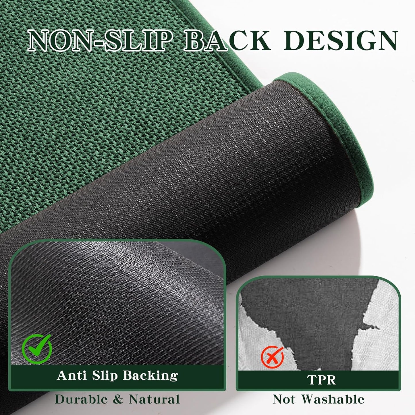 chakme Bathroom Rugs Mat 59x25, Ultra Thin Non Slip Bath Mat Large Quick Dry Absorbent Bath Mat for Bathroom Floor, (Green, 59"x25")