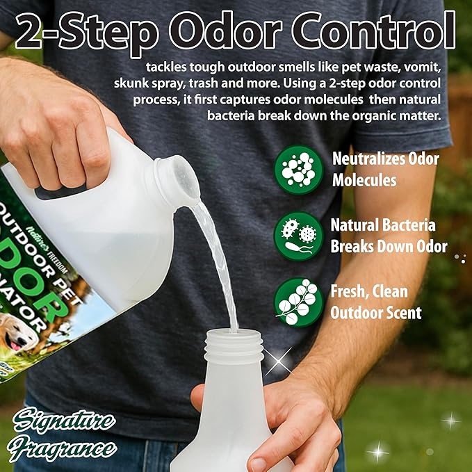 Nature's Freedom Concentrated Enzymes Outdoor Odor Eliminator, Turf and Yard Cleaner for Pet Urine, Deodorizer for Dog & Cat Waste & Smells, Makes 5 to 64 Gallons, Use on Grass, Patios, Kennels