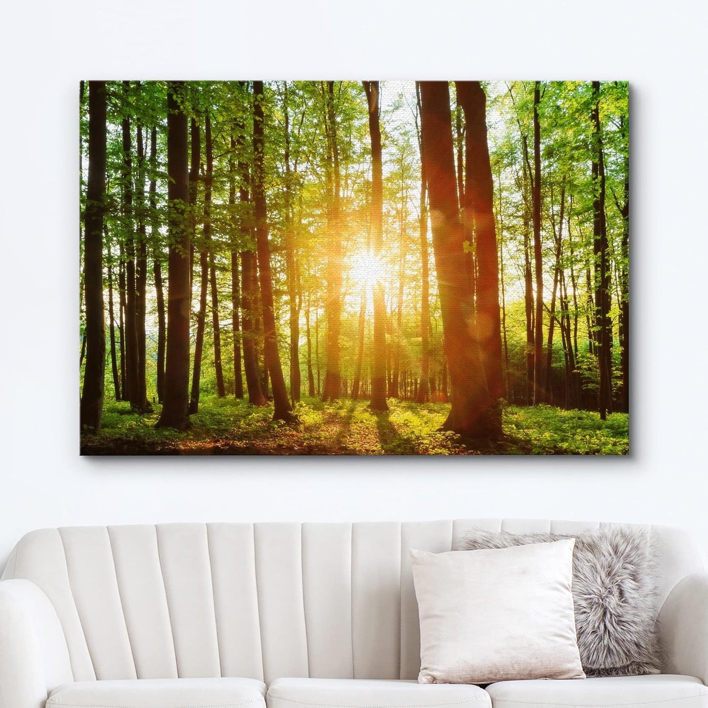 wall26 Canvas Print Wall Art Sunrise Over The Green Forest Nature Wilderness Photography Modern Art Rustic Scenic Colorful for Living Room, Bedroom, Office - 16"x24"