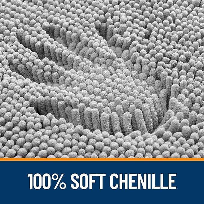 OLANLY Bathroom Rugs 24x16, Extra Soft Absorbent Chenille Bath Rugs, Rubber Backing Quick Dry, Machine Washable Bath Mats for Bathroom Floor, Tub and Shower, Home Decor Accessories, Grey