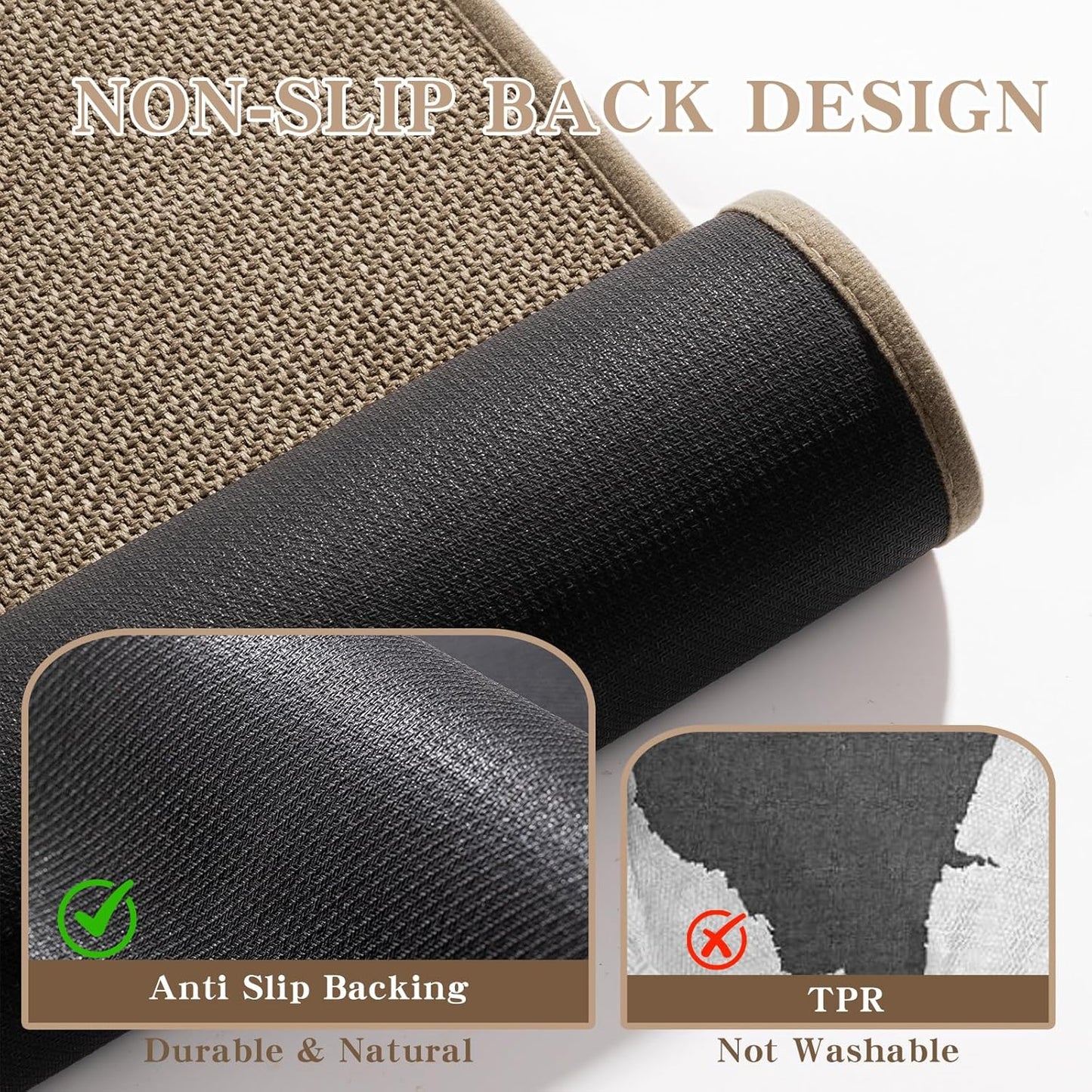 chakme Bathroom Rugs Mat 59x25, Ultra Thin Non Slip Bath Mat Large Quick Dry Absorbent Bath Mat for Bathroom Floor, (Dark Beige, 59"x25")