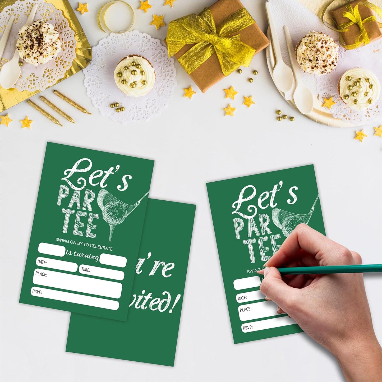 Golf Birthday Party Invitations With Envelopes - Hole In One - 20 Pcs Double Side Fill in Golf Party Birthday Invitations, LET'S PAR-TEE birthday Invitations, Party favor & Decorations - A05