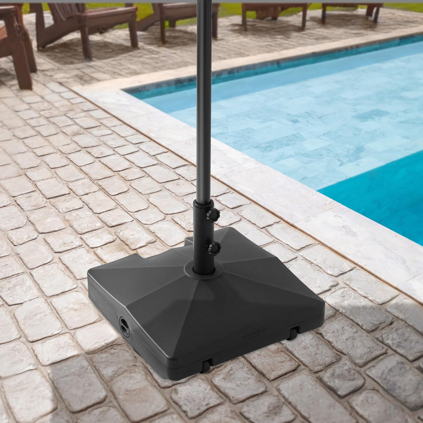 Casafield Patio Umbrella Base – Fillable to 100 lbs. Weighted Stand with Wheels for Outdoor / Lawn or Pool Deck Umbrellas up to 10 FT - Black