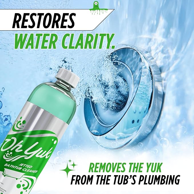 Oh Yuk Jetted Tub Cleaner for Jet Tubs, Bathtubs, Whirlpools, The Most Effective Jetted Tub Cleaner, Septic Safe, 32 Cleanings per Bottle - 1 Gallon