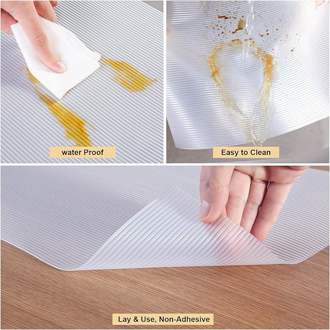 Shelf Liner, 16 Inches x 20 FEET Non-Slip Kitchen Cabinet Liner, Washable Oil-Proof Non-Adhesive Contact Paper for Kitchen Drawer, Cabinet, Shelves, Refrigerator, Storage, Desks, coutertops