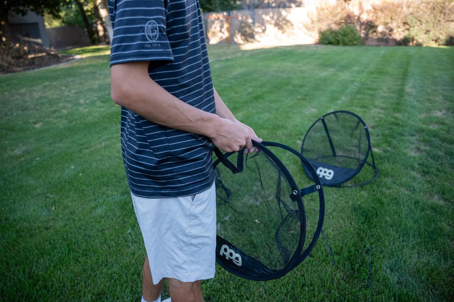 PPG 3-Piece Golf Chipping Target Net Set, Expandable Multi-Size Practice Nets with Foldable Design, Multiple Targets & Portable Carry Case for Indoor & Outdoor Training, Gray