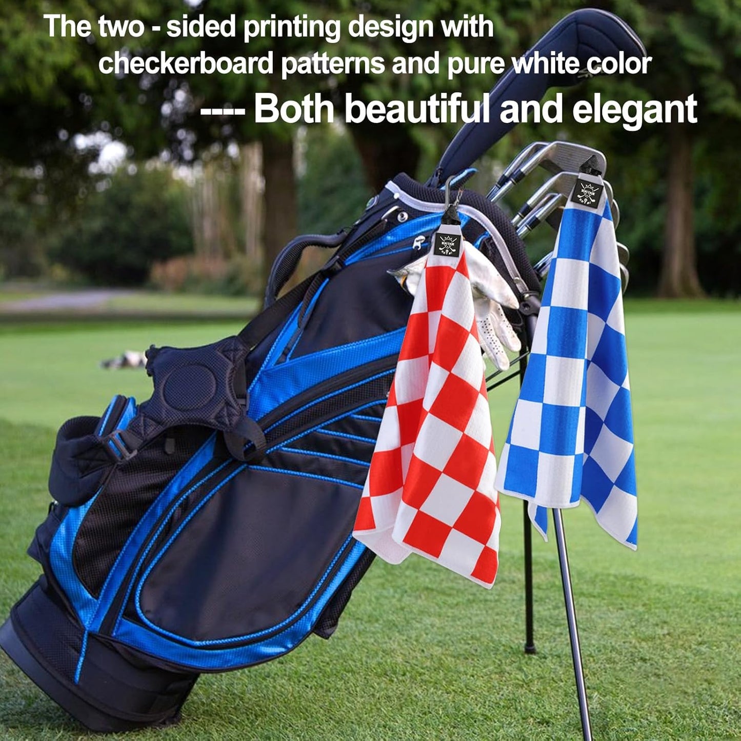 2 Pack 24"x16" Magnetic Golf Towels - Premium Waffle Pattern, with Magnet & Carabiner Clip for Golf Bags, Carts & Clubs. Essential for Men & Women Golfers - Red/Black