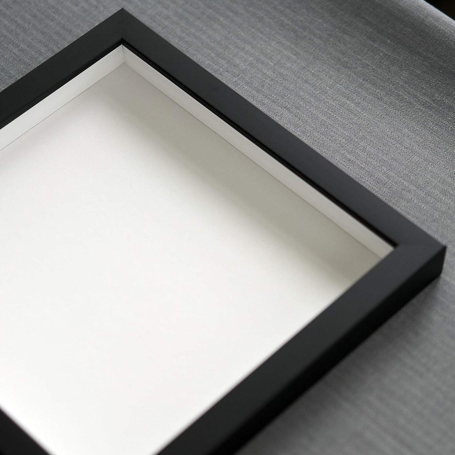 18x24 Shadow Box Black Solid Wood Display Frame with White Acid-Free Backing UV Acrylic & Hanging Hardware - with 3/4" Usable Depth