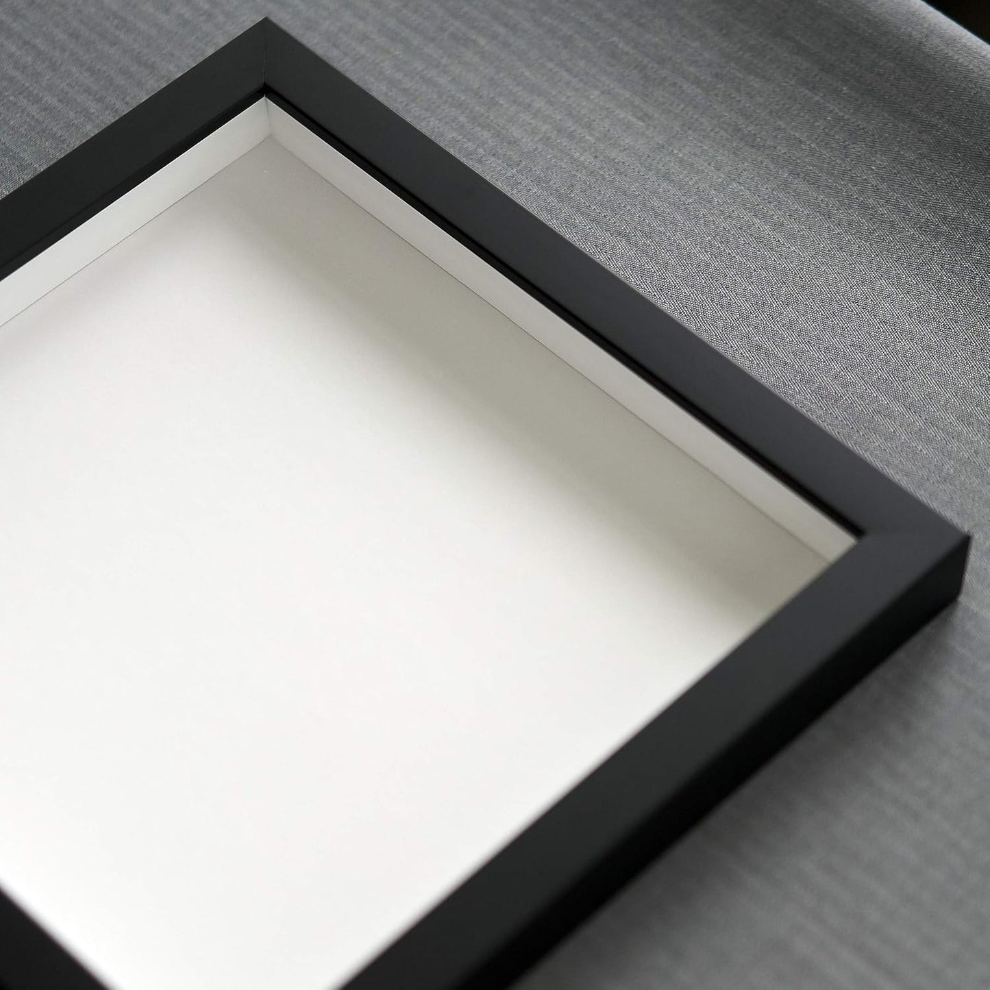 9x11 Shadow Box Black Solid Wood Display Frame with White Acid-Free Backing UV Acrylic & Hanging Hardware - with 3/4" Usable Depth