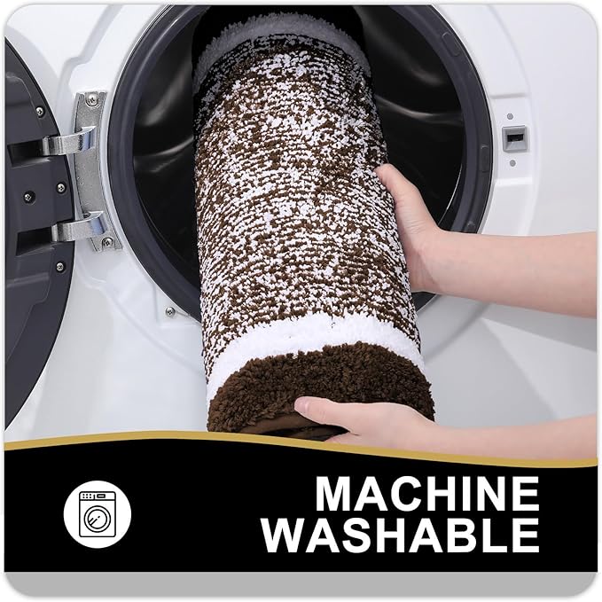 OLANLY Bathroom Rugs 30x20, Extra Soft and Absorbent Microfiber Bath Mat, Non-Slip, Machine Washable, Quick Dry Shaggy Bath Carpet, Suitable for Bathroom Floor, Tub, Shower (Medium, Brown)
