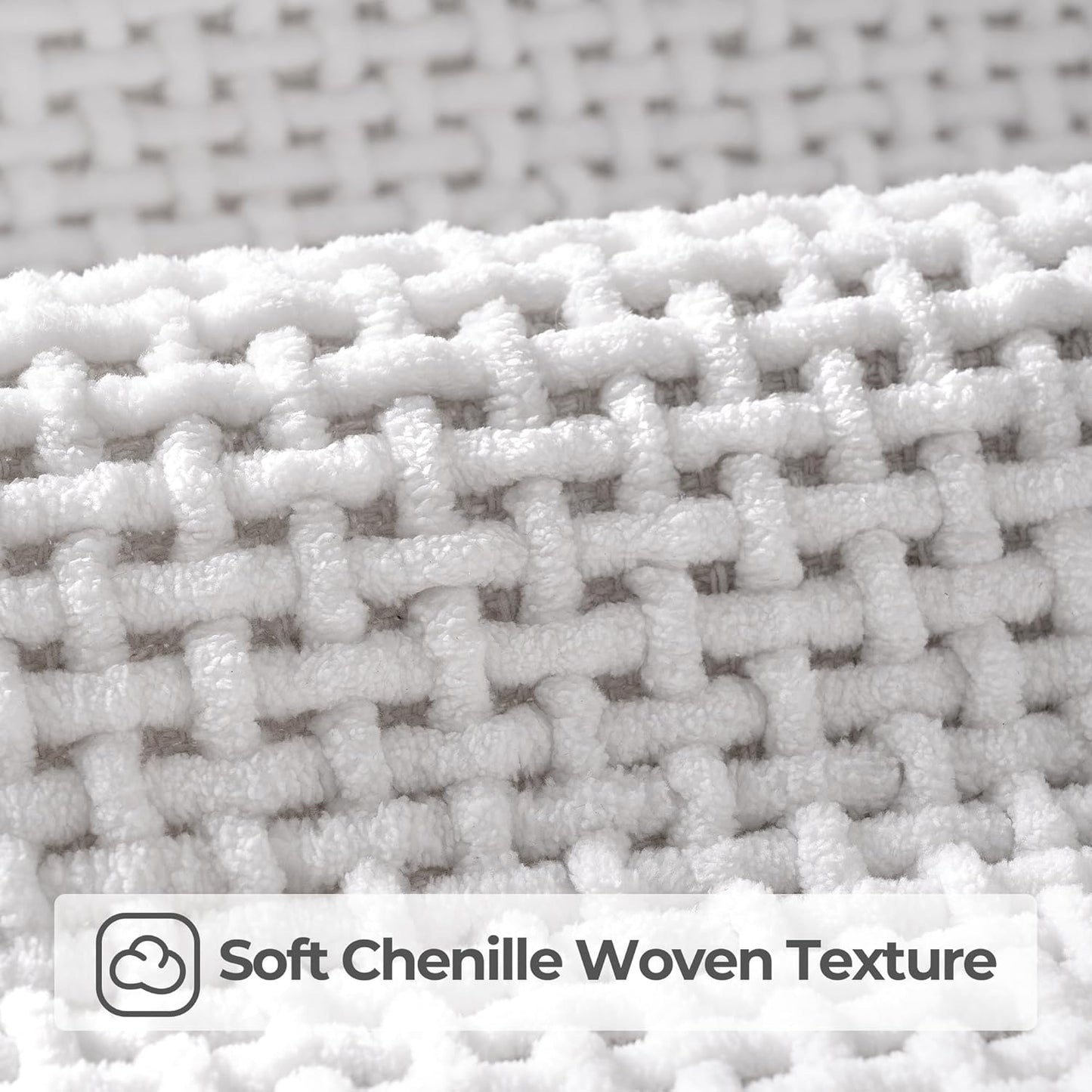GRANNY SAYS White Bathroom Rugs, Absorbent Bath Mats for Bathroom, 36" x 24", Soft Chenille Bath Mat, Small Bath Rugs Non Slip Washable, Thin Rug for Tub and Shower