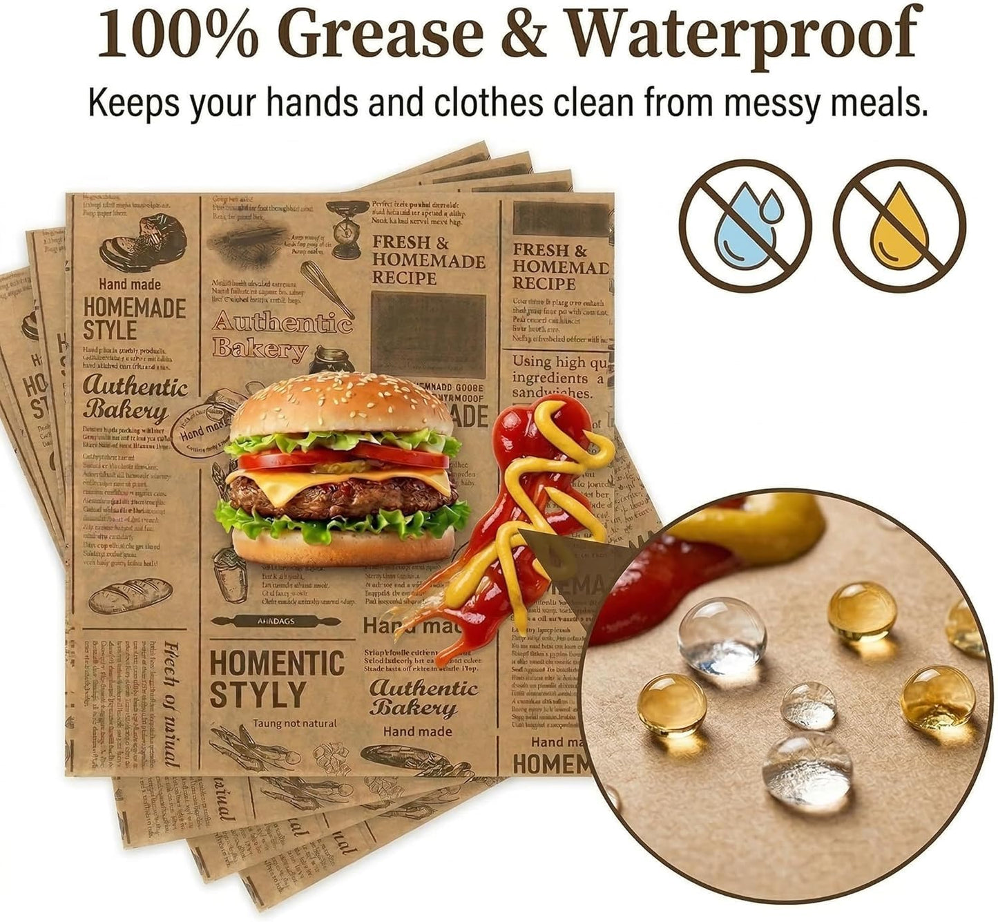 100 Sheets Newsprint Deli Paper, Disposable Flat Deli Paper with Newsprint, Sandwich Wrapping Papers Deli Wrapping Sheets for Kitchen, Outdoor Picnic, Burgers and Sandwich,15x11 Inches