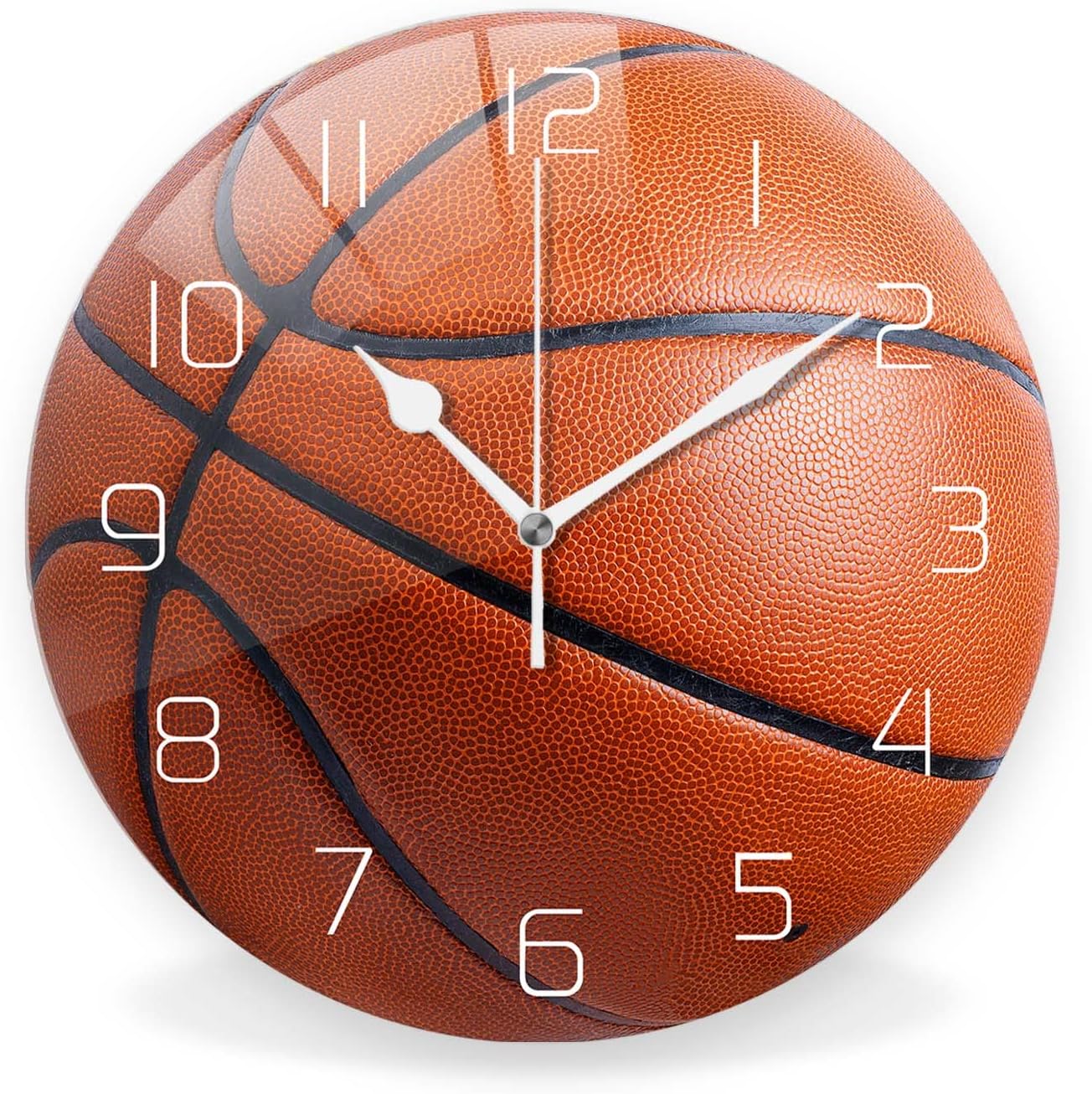 Silent Non-Ticking Sport Theme Wall Clocks, Basketball Pattern Wall Clock, Battery Operated 9.8"x9.8" Round Wall Clock for Home Decor Boy Room Living Room School Birthday Gift