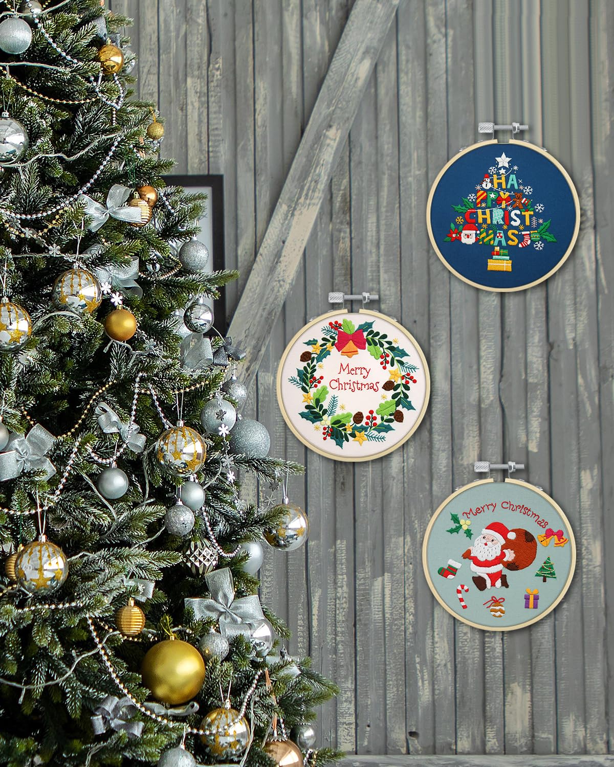 TINDTOP 16 Pieces 3 inch Embroidery Hoops, Bamboo Frame Circle Cross Stitch Hoop Ring Embroidery Hoops Set for Embroidery and Cross Stitch