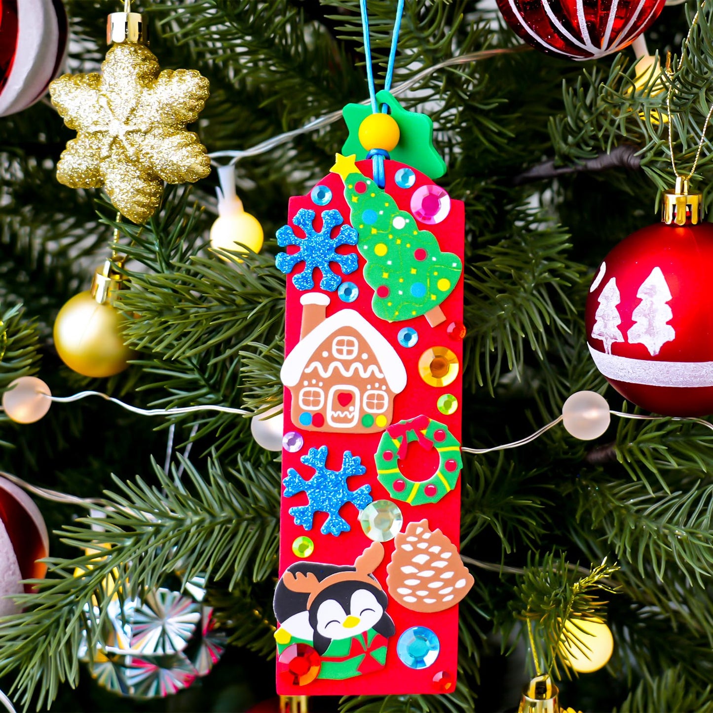 Winlyn 36 Sets Christmas Craft Kits Winter Crafts DIY Holiday Bookmark Ornaments Decorations Art Sets Festive Snowmen Reindeer Foam Stickers Arts and Crafts for Kids Classroom Activities Party Favors