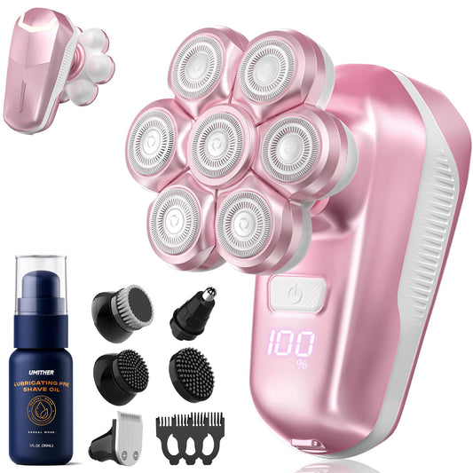 Electric Shaver for Women, Electric Razor with 7D Magnetic Shaver Heads, Wet Dry Waterproof Bald Head Trimmer Kit for Women & Me