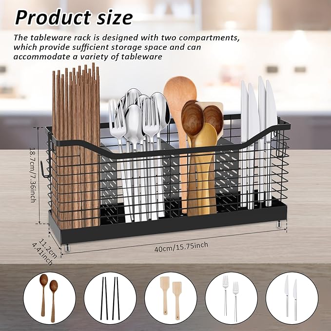 Utensil Holder Metal Counter Large Capacity Stable Cooking Utensil Organizer with 4 Nonslip Feet Cooking Utensil Holder for Home Kitchens