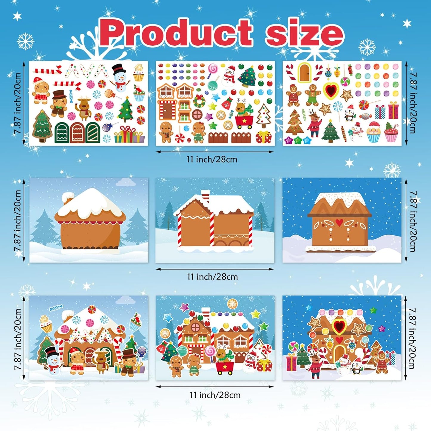 36 Sheets Make a Gingerbread House Stickers - Make Your Own Gingerbread House Stickers, Christmas Party Favor for Kids, Christmas Stickers for Gifts Goodie Bag Stocking Stuffers(12 Set)