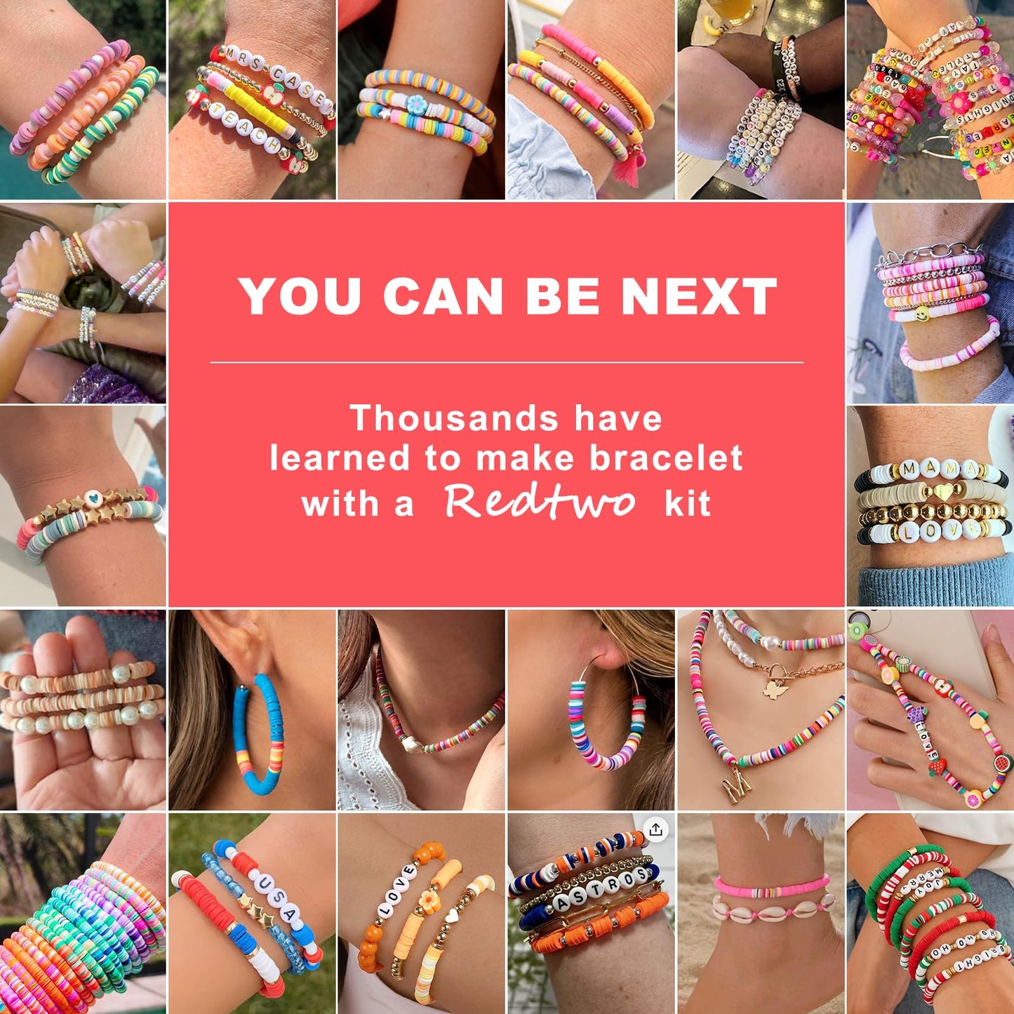 Redtwo 10000 Pcs Clay Beads Bracelet Making Kit, 3 Boxes 60 Colors Flat Preppy Beads for Friendship Bracelet Kit, Polymer Heishi Beads with Charms for Jewelry Making, Crafts Gifts for Teen Girls