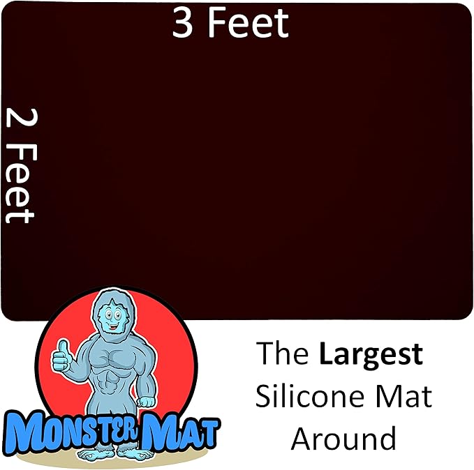 MonsterMat 36x24 Inch Extra Large Silicone Table Protector Craft Mat for Painting, Clay, Projects, Arts and Crafts and More. Easy Clean Up and Rolls for Storage. Largest Mat Available