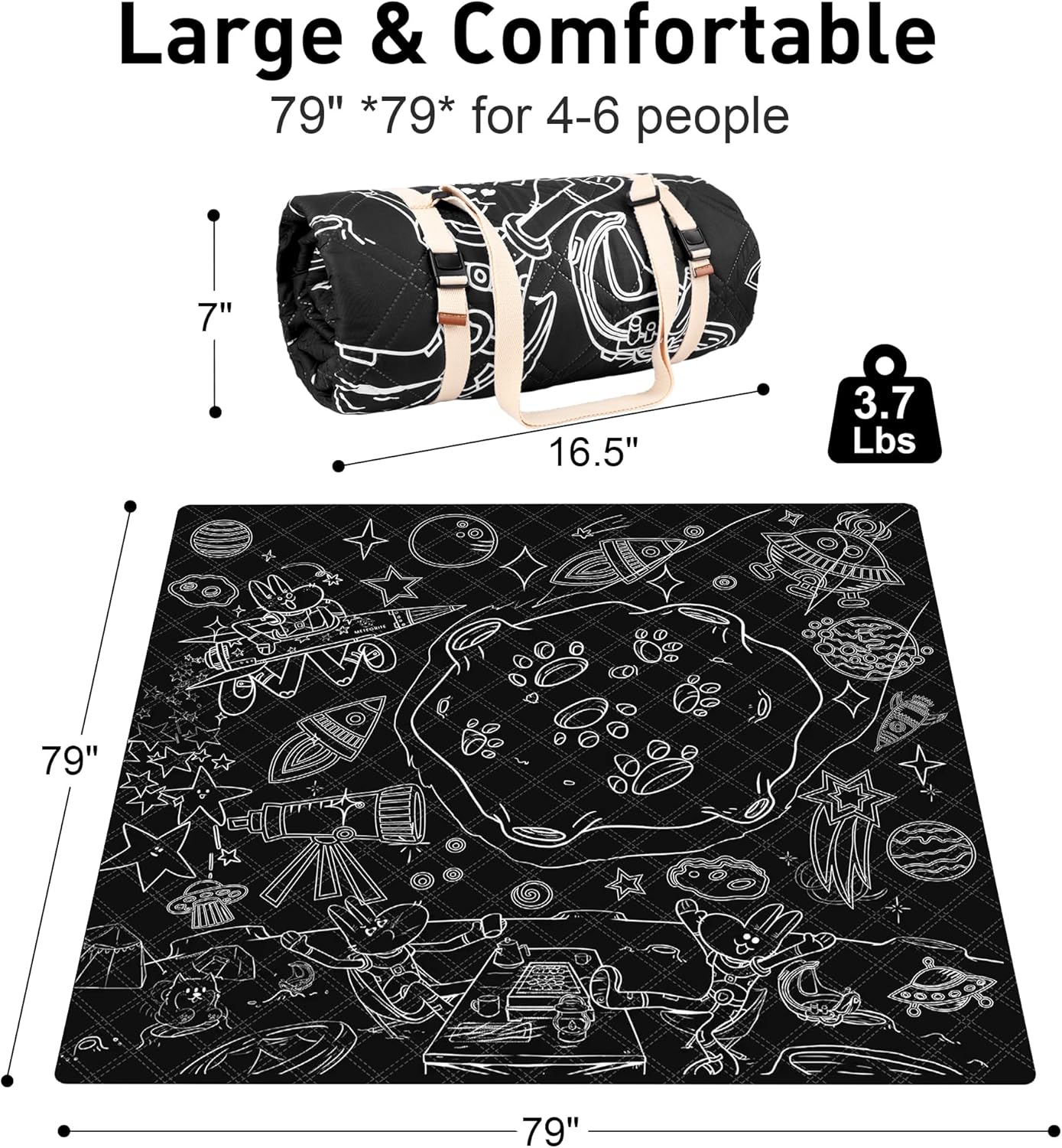 Graffiti Picnic Blanket, 79" x 79" Extra Large Outdoor Picnic Mat, Outdoor Blanket, Beach Blanket, Washable Foldable Portable Blanket for Park Grass/Beach/Camping/Concerts