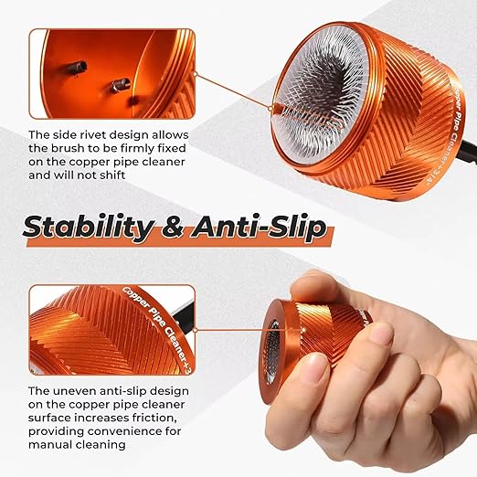 WSOOX 1/2" & 3/4" Metal Copper Pipe Cleaner Set Tube Cleaning Brushes with Replaceable Metal Brush Band for Cleaning Rust on Copper Pipes and Other Plumbers Purposes