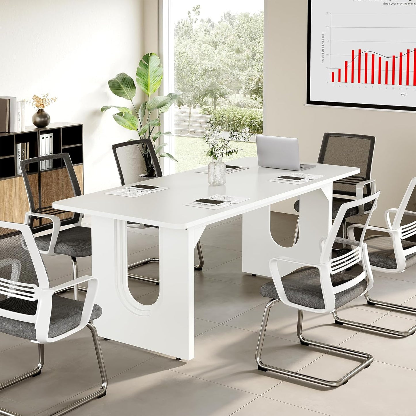 LITTLE TREE 70.8-Inch Home Office Desk, White Computer Desk with Storage, Study Writing Work Desk for Home Office, Spacious Modern Simple Desk,White