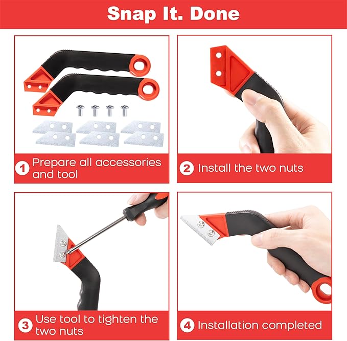 Grout Removal Tool Kit - 2 Scrapers, 6 Blades & 2 Cleaning Brushes for Tile Grout Cleaning, Grout Scraper Tool for Bathroom, Kitchen, Floor Tiles - Durable & Easy to Use