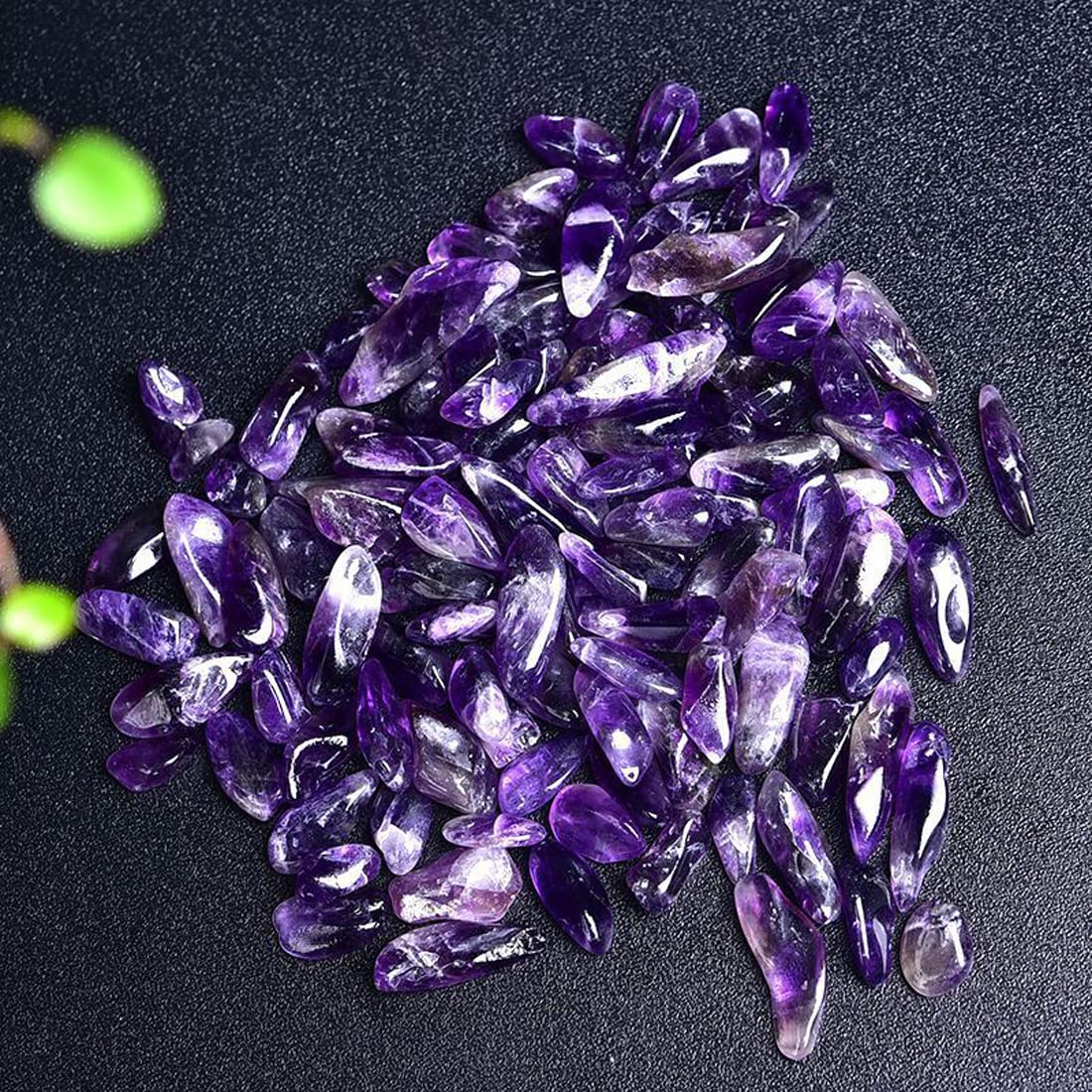 Natural Amethyst Tumbled Chips Crushed Crystal Stone, 7-9mm Polished Healing Crystal Chips Healing Reiki Crystal Jewelry Making Home Decoration