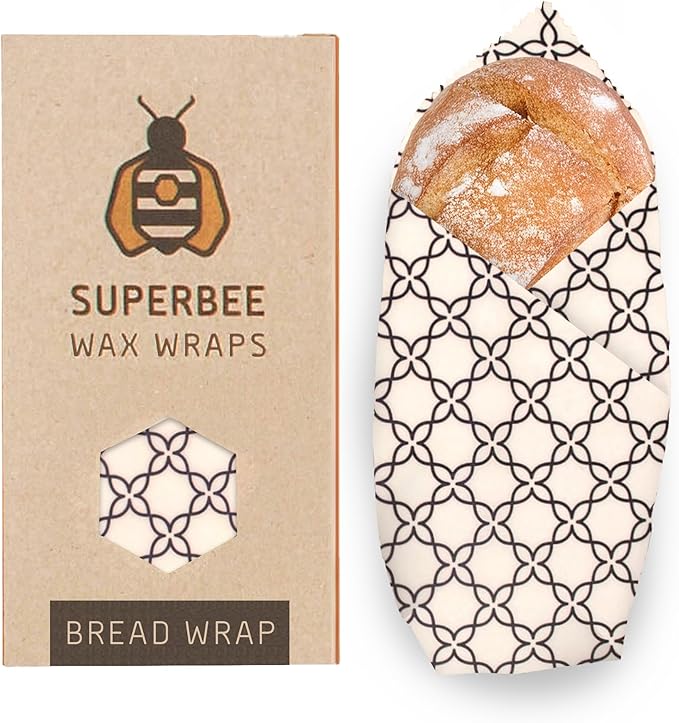 SUPERBEE Beeswax Bread Wrap, Reusable Beeswax Wrap for Food, Wrap Bread, Reusable Bees Wrap Paper for Wrapping Vegetables, Cheese Paper, Bowl Covers and Sandwich Wrapping, XXL