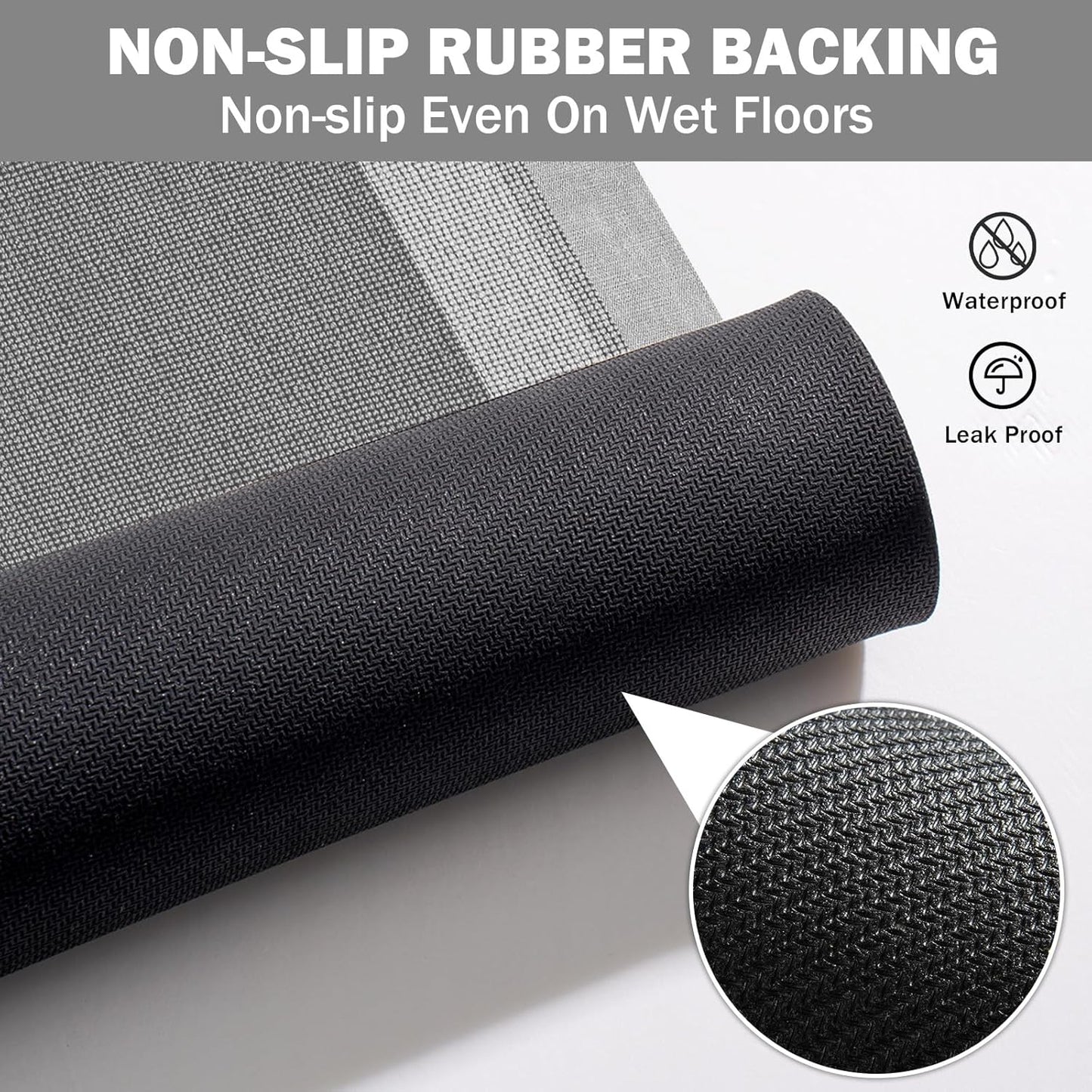 Non Slip Bath Mat, Rubber Backing Ultra Thin Bathroom Rugs Fit Under Door Quick Dry Super Absorbent Washable Bath Rug Shower Mat for Bathroom Floor Bathtub Sink, Easy Care Dark Grey 24"x 35"