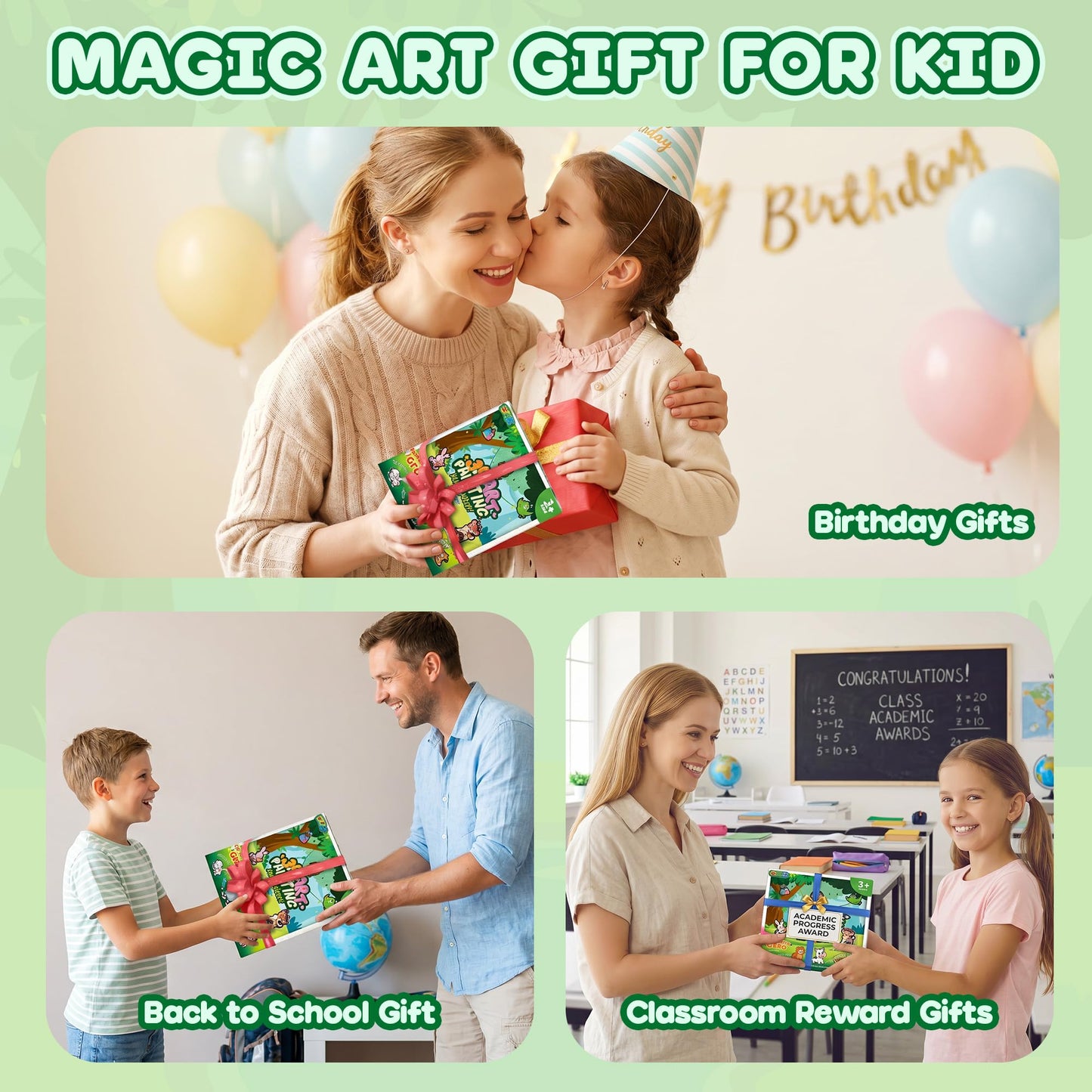 ZIZZ 3D Water Puffs Art Craft Kit for Kids: Magic Foam Texture Aqua Art Painting Kit Gifts for 4 5 6 7 8 9 10 Year Old Girls Boys - Puffy Paint Craft Set Mess-Free Paint by Number Craft for Kids