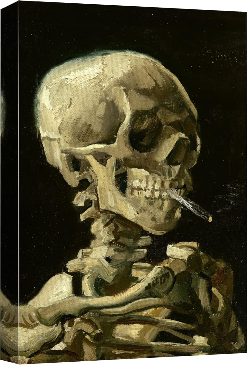 wall26 Canvas Print Wall Art Head of a Skeleton with Burning Cigarette by Vincent Van Gogh Nature Wilderness Illustrations Fine Art Multicolor for Living Room, Bedroom, Office - 32"x48"