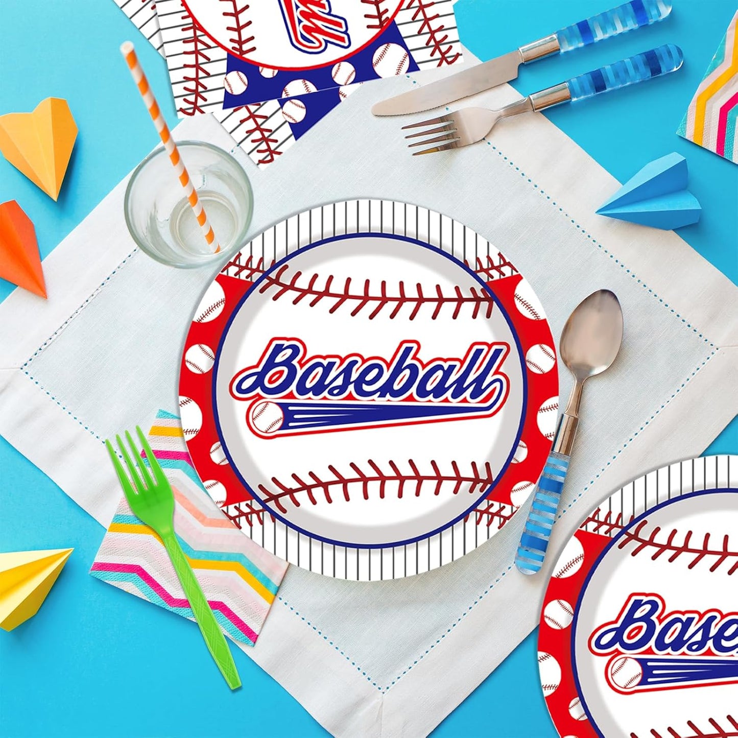 40PCS Baseball Paper Plates and Napkins Party Supplies, Disposable Baseball Party Plates and Napkins Tableware Set for Baseball Birthday Party Decorations Serves 20 Guests (Baseball)