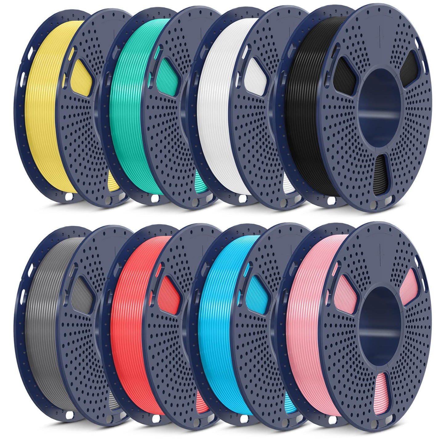 SUNLU 250G PLA Meta Filament Bundle, Fast Printing Meta PLA 3D Printer Filament 1.75mm, 250G, Total 8 Rolls Black+White+Grey+Sky