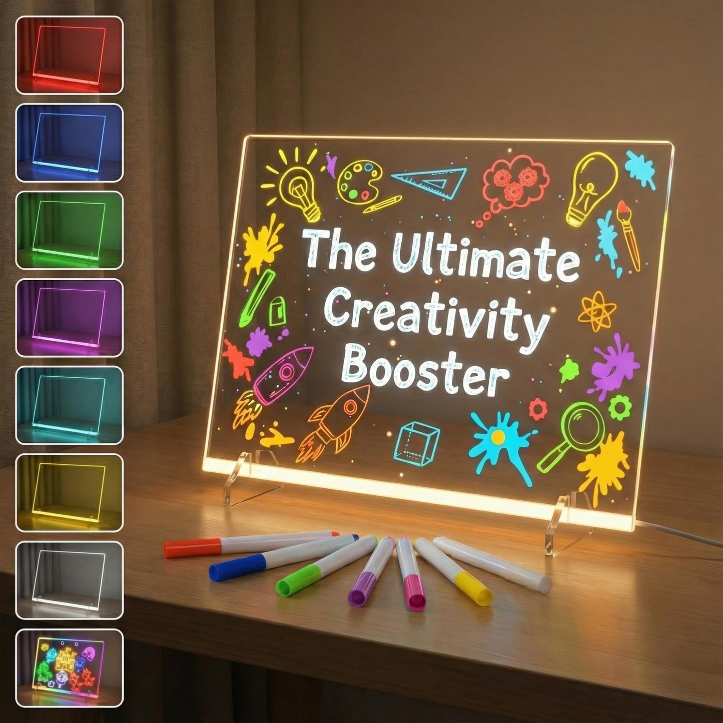 Nutty Toys Magic LED Drawing Board - 10 Light Up Modes - XL 16" Dry Erase Glow Note Doodle Pad - Pens, Adapter & Accessories incl., Top Birthday & Easter Gifts 2026 for Kids, Girls, Boys & Teens