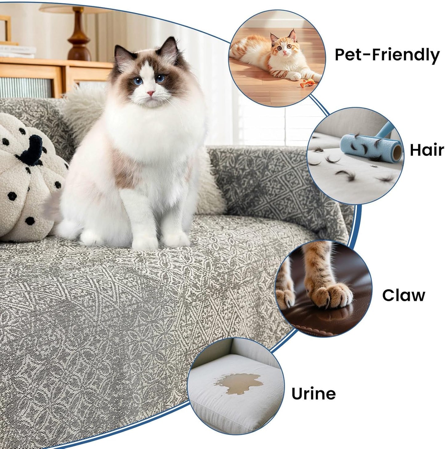 STACYPIK Geometric Pattern Sofa Cover Blanket, Black Couch Throw for Living Room, Couch Covers for Dogs, Washable Furniture Protector for 2 Cushion Sofa with Tassel, Anti-Slip Throw Cover-71X118IN