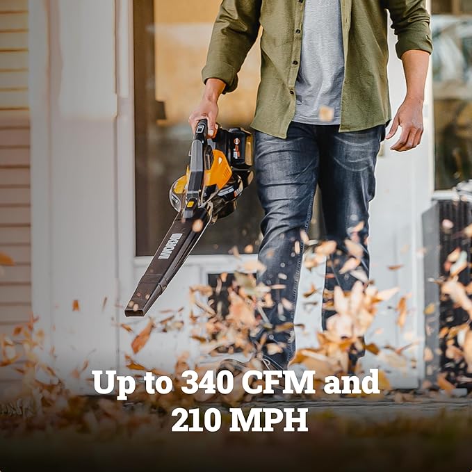 WORX WG583.9 40V Cordless Leaf Blower, 3 in 1 Blowers for Lawn Care with Vacuum & Mulcher, Electric Blower with Brushless Motor & 2 Speed Control, 2 Batteries & Charger Not Included