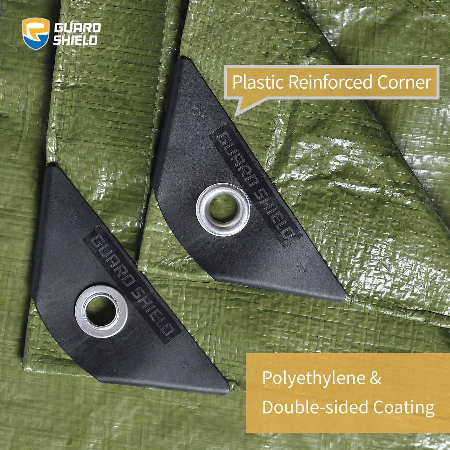 GUARD SHIELD Tarp Green 15x15 Feet Multi Purpose Waterproof Poly Tarp Cover 5mil