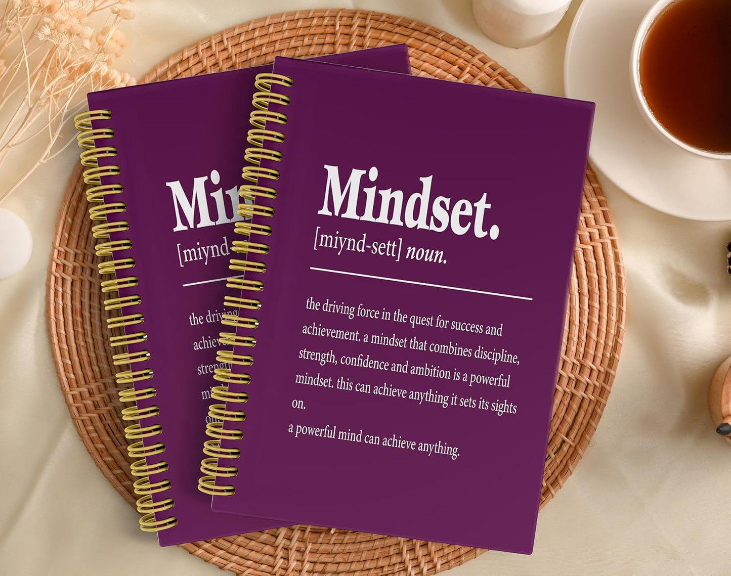 Knibeo Mindset Inspirational Notebooks Journal - Anti Anxiety Notebook, 5.5×8.3 Inch Inspirational Spiral Bound Notebook with 164 Pages, College School Supplies(Violet)